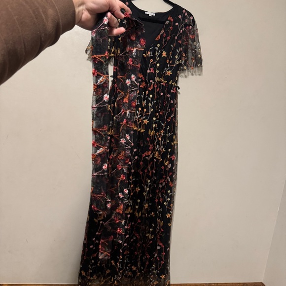 Baltic Born Floral Marsielle Black Dress With Pink, Orange, & Yellow Accents - Picture 11 of 16